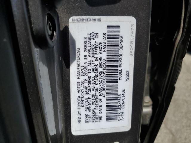 4T1BF30K62U512508 - 2002 TOYOTA CAMRY LE GRAY photo 12