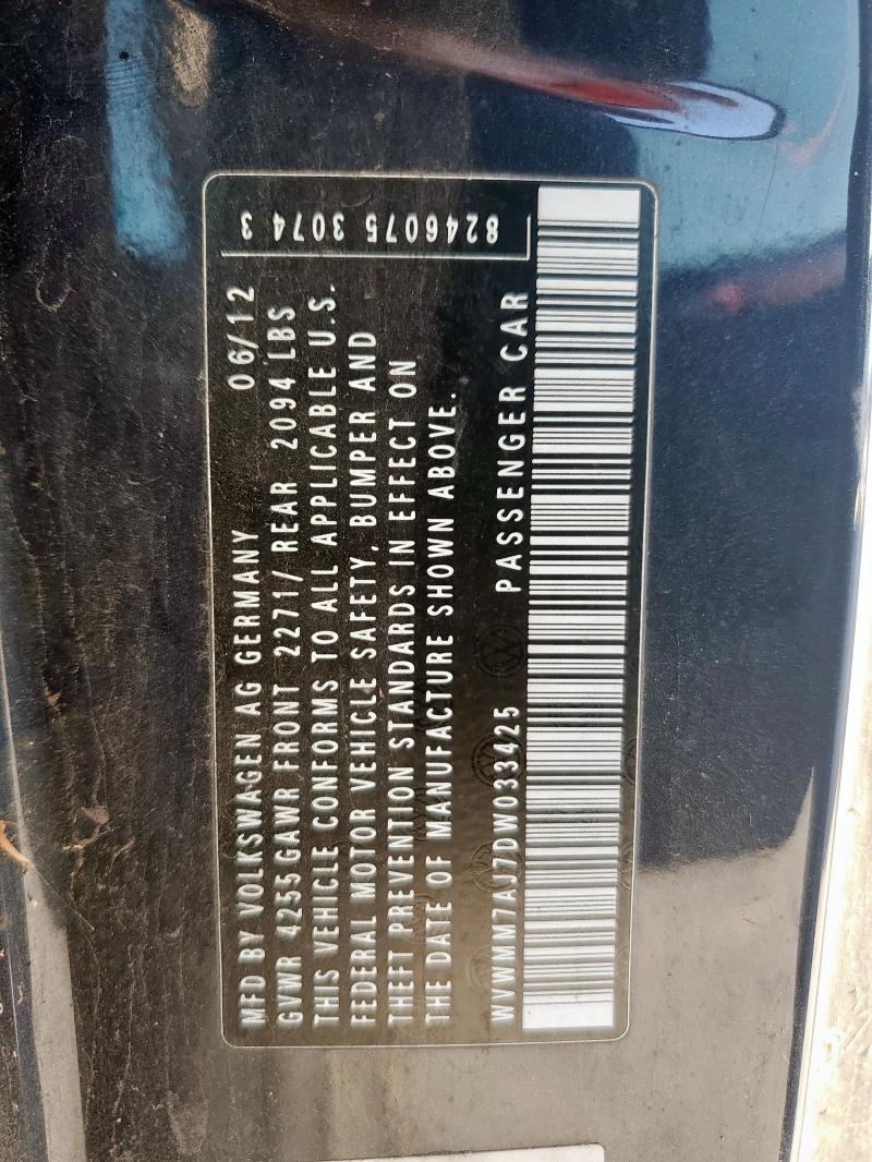 WVWMM7AJ7DW033425 - 2013 VOLKSWAGEN GOLF BLUE photo 12