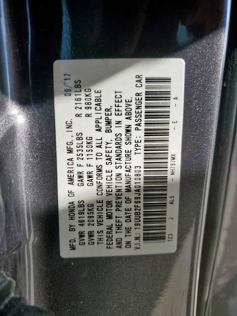 19UUB2F69JA010803 - 2018 ACURA TLX TECH+A ნაცრისფერი ფოტო 12