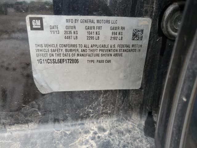 1G11C5SL6EF172806 - 2014 CHEVROLET MALIBU 1LT BLACK photo 12