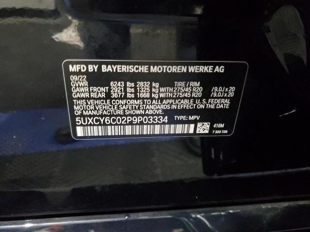 5UXCY6C02P9P03334 - 2023 BMW X6 XDRIVE40I BLUE photo 13