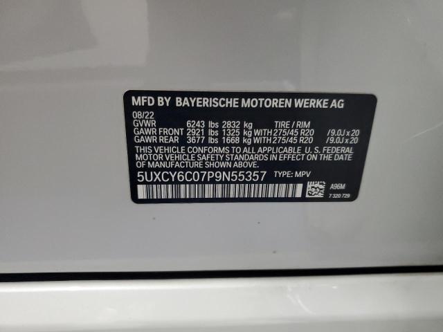 5UXCY6C07P9N55357 - 2023 BMW X6 XDRIVE40I WHITE photo 13