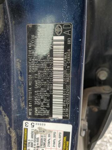 2T1BR32E66C627650 - 2006 TOYOTA COROLLA CE BLUE photo 12