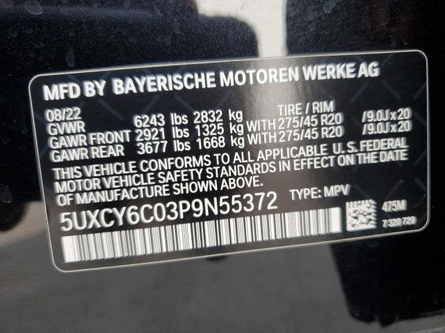 5UXCY6C03P9N55372 - 2023 BMW X6 XDRIVE40I BLACK photo 13