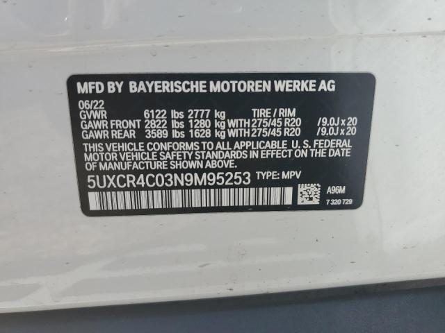 5UXCR4C03N9M95253 - 2022 BMW X5 SDRIVE 40I WHITE photo 13