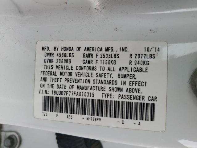 19UUB2F77FA010315 - 2015 ACURA TLX ADVANCE WHITE photo 12