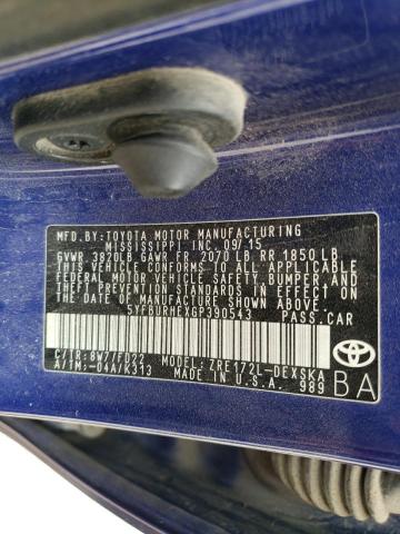 5YFBURHEXGP390543 - 2016 TOYOTA COROLLA L BLUE photo 13