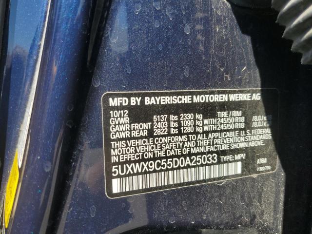 5UXWX9C55D0A25033 - 2013 BMW X3 XDRIVE28I BLUE photo 13