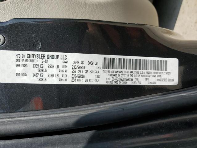 2C4RC1BG3CR300298 - 2012 CHRYSLER TOWN & COU TOURING ნაცრისფერი ფოტო 14