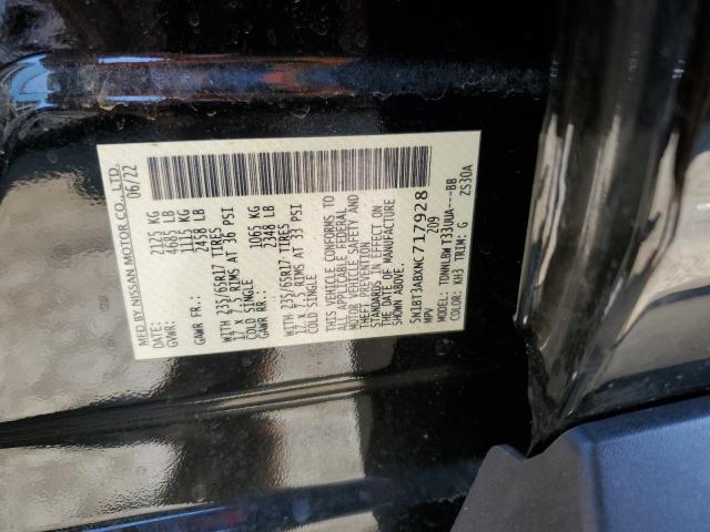 5N1BT3ABXNC717928 - 2022 NISSAN ROGUE S BLACK photo 12