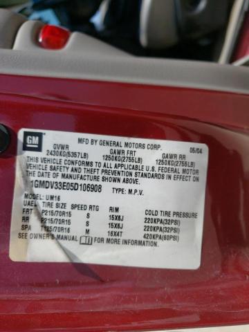 1GMDV33E05D106908 - 2005 PONTIAC MONTANA LUXURY RED photo 14