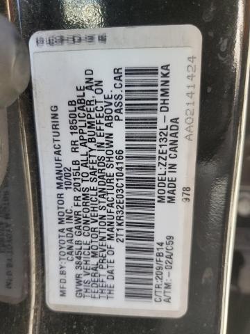 2T1KR32E03C104166 - 2003 TOYOTA COROLLA MA XR BLACK photo 12