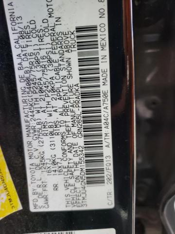 3TMJU4GN5DM155342 - 2013 TOYOTA TACOMA DOUBLE CAB PRERUNNER GRAY photo 12