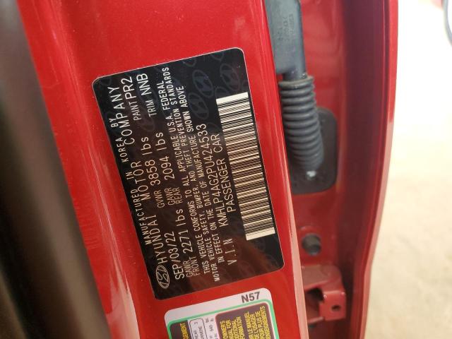 KMHLP4AG2PU424533 - 2023 HYUNDAI ELANTRA LIMITED RED photo 12