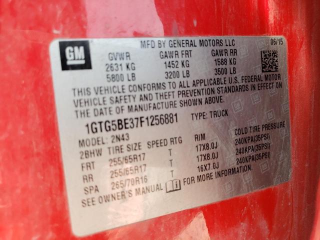 1GTG5BE37F1256881 - 2015 GMC CANYON SLE RED photo 13