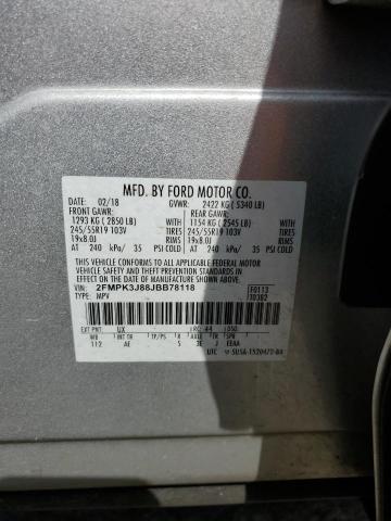 2FMPK3J88JBB78118 - 2018 FORD EDGE SEL 银色 照片 13