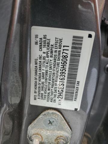 2HGES16395H608711 - 2005 HONDA CIVIC DX VP GRAY photo 13