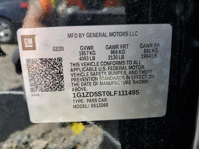 1G1ZD5ST0LF111495 - 2020 CHEVROLET MALIBU LT BLACK photo 12