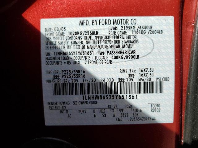 1LNHM86S25Y651861 - 2005 LINCOLN LS 勃艮第红 照片 12