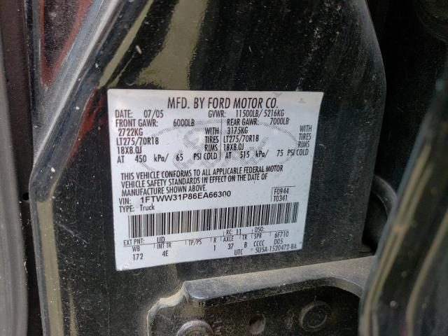 1FTWW31P86EA66300 - 2006 FORD F350 SRW SUPER DUTY BLACK photo 13