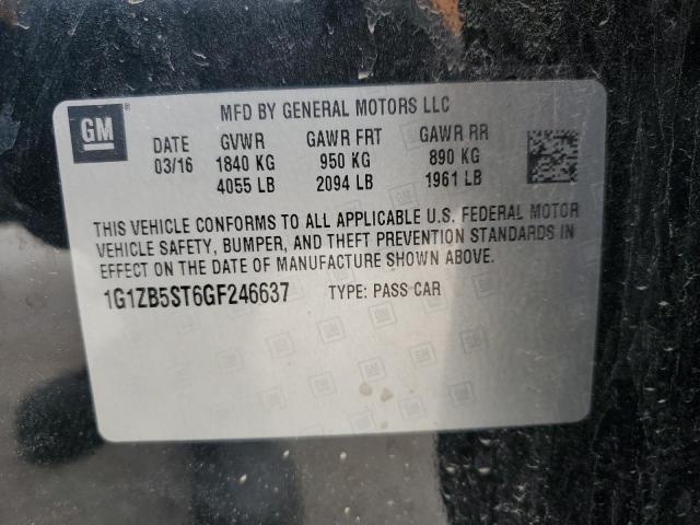 1G1ZB5ST6GF246637 - 2016 CHEVROLET MALIBU LS 黑色 照片 12