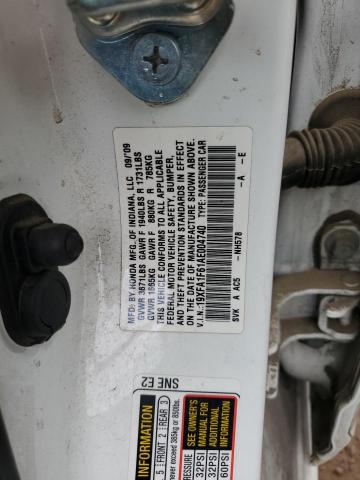 19XFA1F61AE004740 - 2010 HONDA CIVIC LX-S Білий фото 12