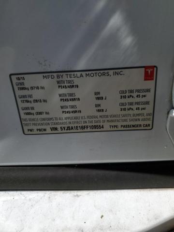 5YJSA1E16FF109554 - 2015 TESLA MODEL S Սպիտակ լուսանկար 12