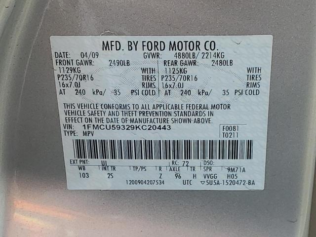 1FMCU59329KC20443 - 2008 FORD ESCAPE HYBRID SILVER photo 13