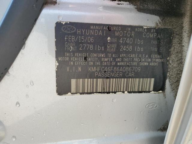 KMHFC46F86A086709 - 2006 HYUNDAI AZERA SE SILVER photo 12