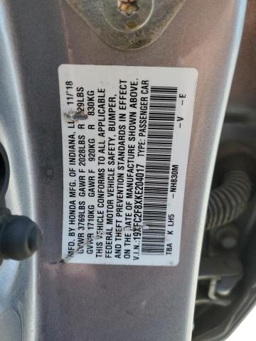 19XFC2F8XKE204017 - 2019 HONDA CIVIC SPORT 银色 照片 12