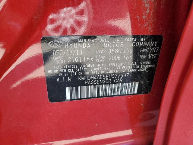 KMHDH4AE5EU077597 - 2014 HYUNDAI ELANTRA SE RED photo 12