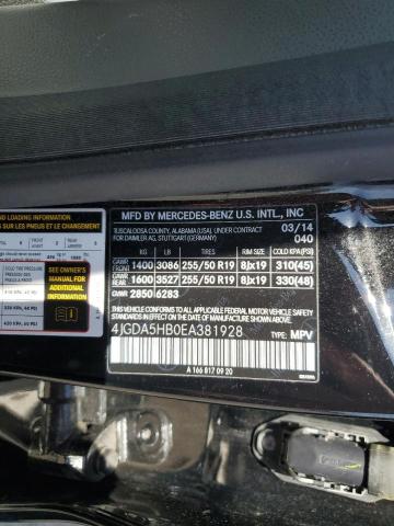 4JGDA5HB0EA381928 - 2014 MERCEDES-BENZ ML 350 4MATIC BLACK photo 13