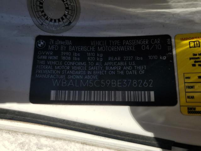 WBALM5C59BE378262 - 2011 BMW Z4 SDRIVE30I WHITE photo 13