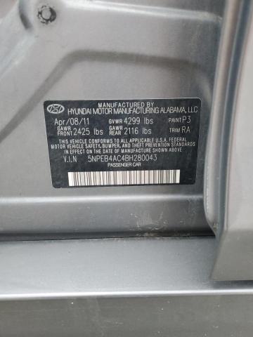 5NPEB4AC4BH280043 - 2011 HYUNDAI SONATA GLS GRAY photo 12