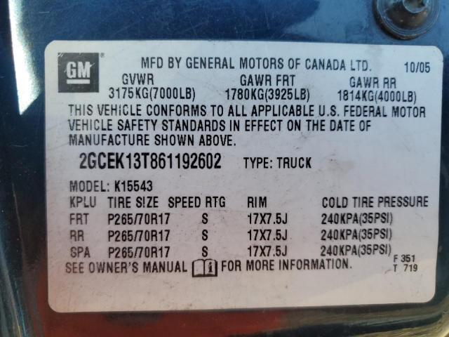 2GCEK13T861192602 - 2006 CHEVROLET SILVERADO K1500 BLUE photo 13