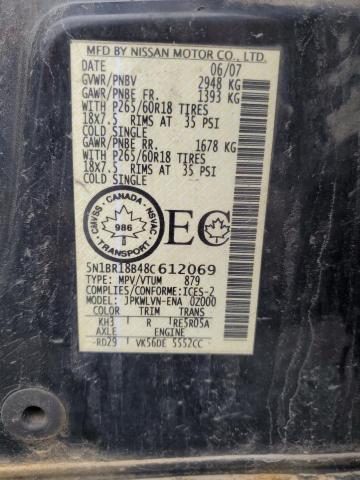 5N1BR18B48C612069 - 2008 NISSAN PATHFINDER LE შავი ფოტო 13