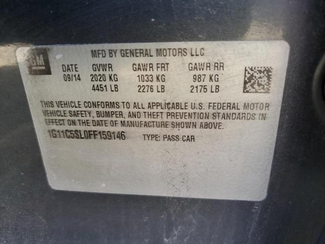 1G11C5SL0FF159146 - 2015 CHEVROLET MALIBU 1LT ნაცრისფერი ფოტო 12