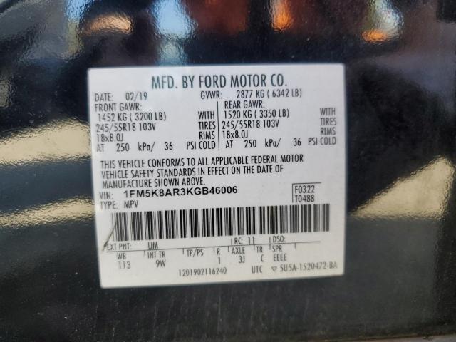 1FM5K8AR3KGB46006 - 2019 FORD EXPLORER POLICE INTERCEPTOR 双色 照片 12