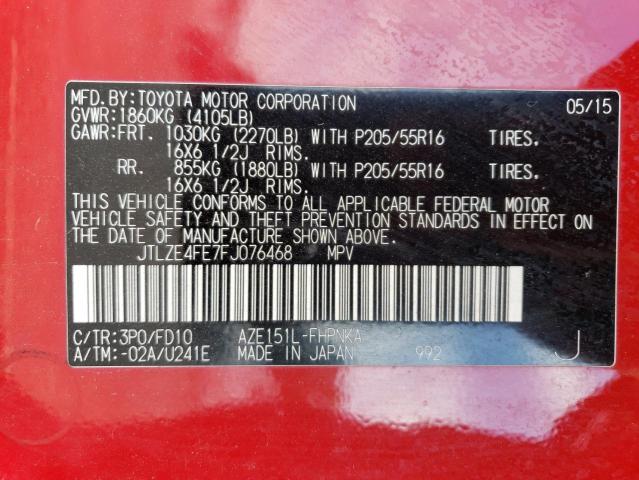 JTLZE4FE7FJ076468 - 2015 TOYOTA SCION XB 红色 照片 12