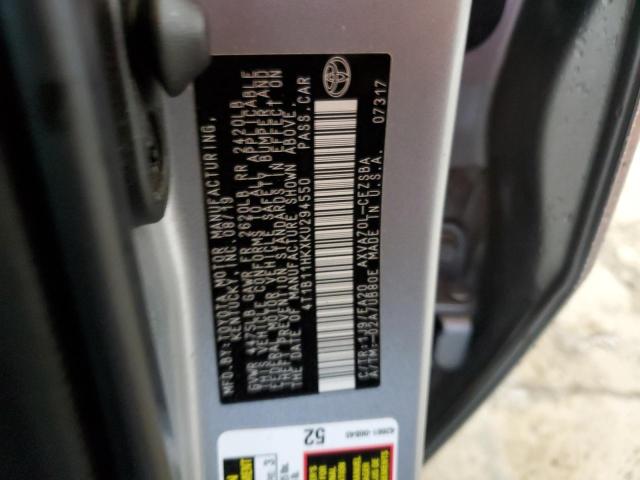 4T1B11HKXKU294550 - 2019 TOYOTA CAMRY L SILVER photo 13