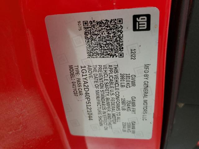 1G1YA2D40P5121044 - 2023 CHEVROLET CORVETTE STINGRAY 1LT RED photo 12