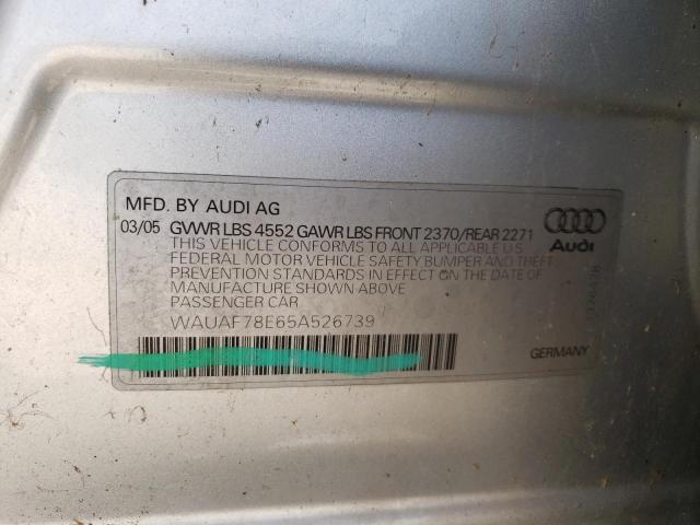 WAUAF78E65A526739 - 2005 AUDI A4 2.0T SILVER photo 12