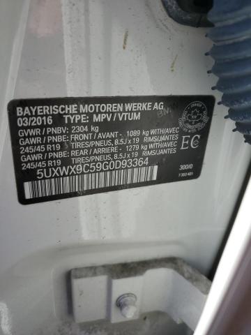 5UXWX9C59G0D93364 - 2016 BMW X3 XDRIVE28I WHITE photo 13