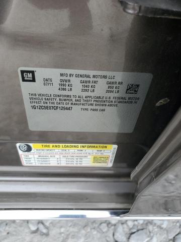 1G1ZC5E07CF129447 - 2012 CHEVROLET MALIBU 1LT GRAY photo 12