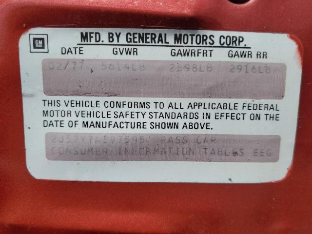 2J57Y7A197595 - 1977 PONTIAC GRAN PRIX RED photo 12