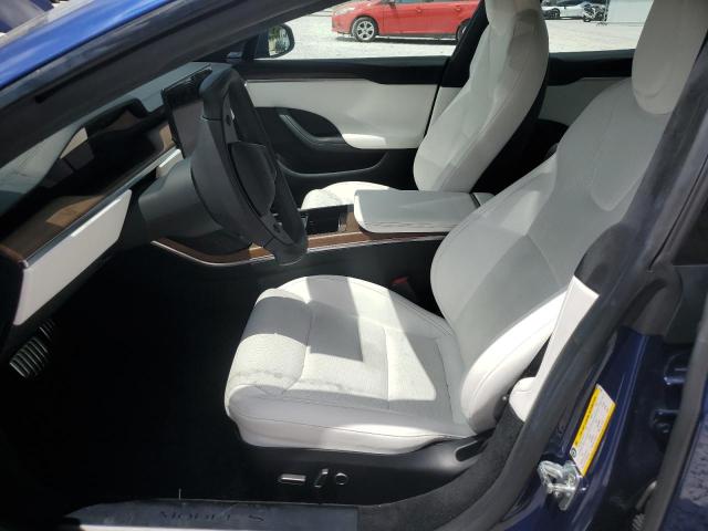 5YJSA1E50MF452893 - 2021 TESLA MODEL S BLUE photo 7