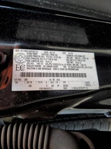 1FADP3K21EL331520 - 2014 FORD FOCUS SE BLACK photo 12