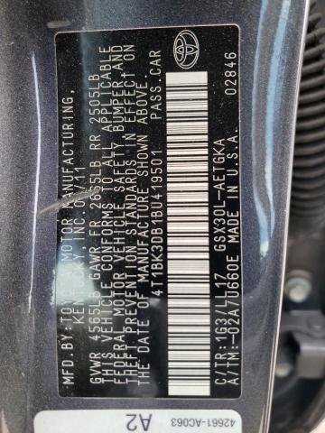 4T1BK3DB1BU419501 - 2011 TOYOTA AVALON BASE Boz foto 12