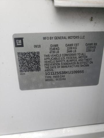 1G11Z5S38KU109955 - 2019 CHEVROLET IMPALA LT 白色 照片 13