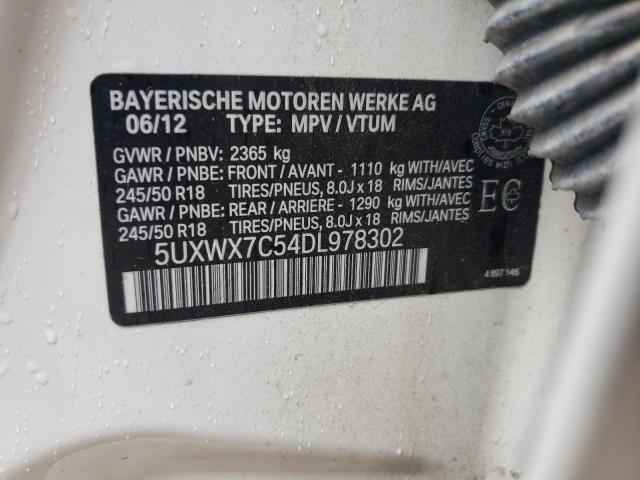 5UXWX7C54DL978302 - 2013 BMW X3 XDRIVE35I WHITE photo 13